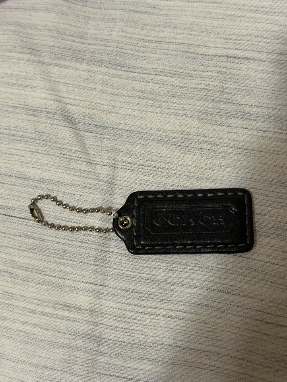 Coach Black Leather Bag Tag Keychain